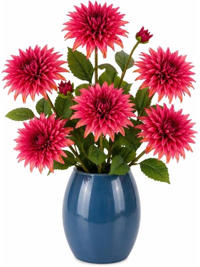 Mica Decorations Kunstbloem Dahlia Artistic - 6x - H74 cm - roze - kunststof - stelen kunstbloemen - boeket - bloemetjes