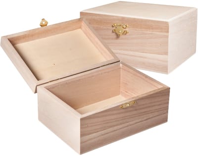 Rayher Hobby kistje/box - 2x - hout - met sluiting en deksel - 15 x 11 x 8 cm - opbergen