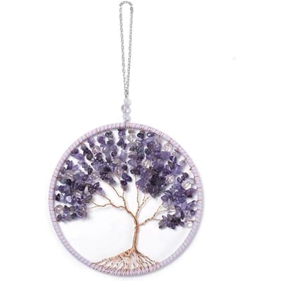 7 Chakra Edelsteen Levensboom Dromenvangers Kleur Agaat Wandhangers Kamer Raam Tuin Windgongen Dromenvangers Huisdecoratie gray