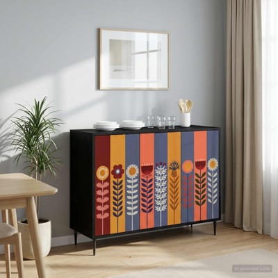 vidaXL - Dressoir - ESSEN - Zwart - eiken - 102 - x - 33 - x - 76 - cm - Bewerkt - hout