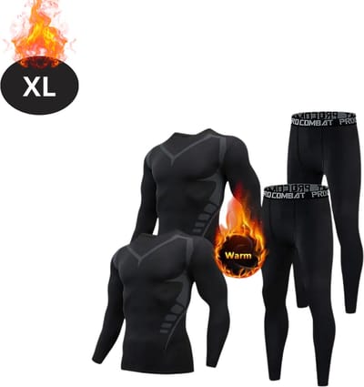 Bovista Thermokleding Heren - Thermobroek - Thermoset 4 stuks - Thermolegging - Winter - Thermoshirt - Zwart - XL