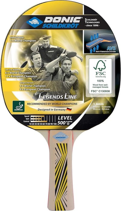 Tafeltennisbatje Legends 500 FSC voor Aanvallend Spel met Goed Balgevoel