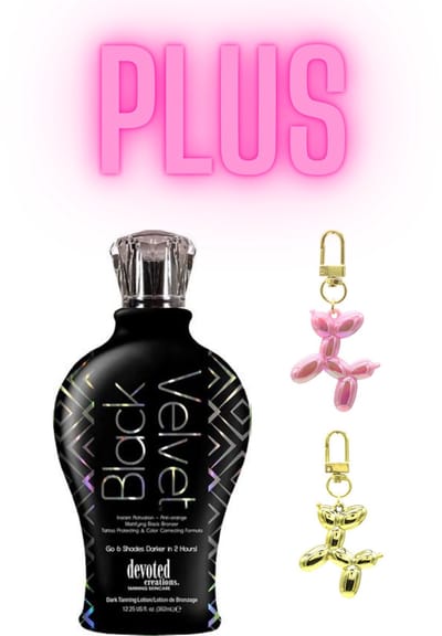 Devoted Creations Black Velvet 360 ml PLUS Sleutelhanger Ballon Hond 5 cm Goud & Roze