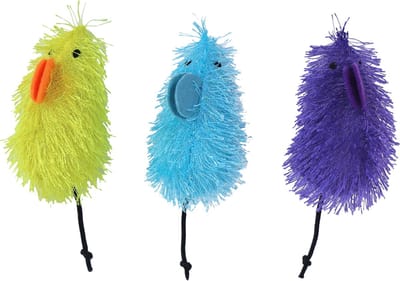 De Boon - Kattenspeelgoed - Muis met staart - Assorti funkleuren - 14 cm.