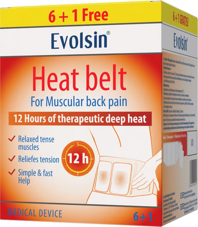 Evolsin® Warmtegordel - Warmteriem - 12 uur Dieptewarmte - Ondersteuning voor rug - 7 stuks
