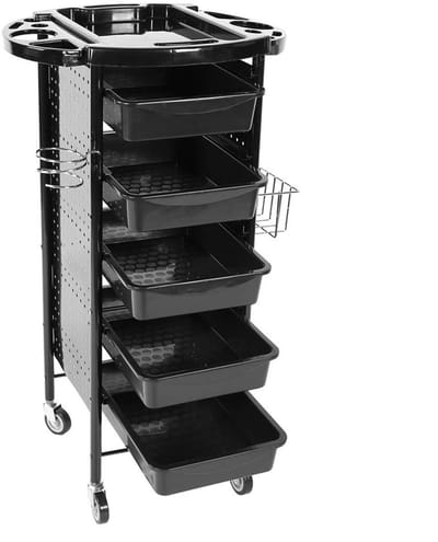 Dailygoods- Kapperkar Professionele Salonwagen - Trolley met 5 Laden - Verstelbaar Ontwerp - Föhnhouder - Opbergtafel - 53x44x95 cm