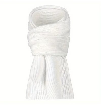Sjtoer® - Elegante winter sjaal - Wit - voor Mannen en Vrouwen - Effen Kleur - Gebreide Stijl - Kerstcadeau - Feestdagen
