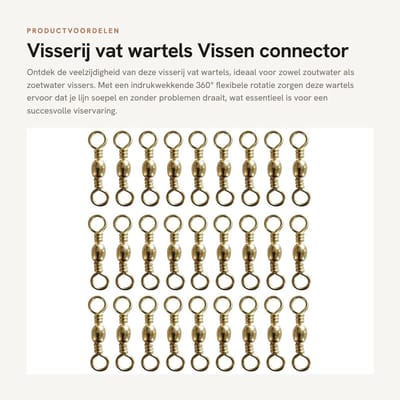 Dailygoods- Wartels 100 Stuks - Flexibele Rotatie - Visconnector - Zoutwater/Zoetwater - Sterke Trekkracht - Eenvoudig te Gebruik