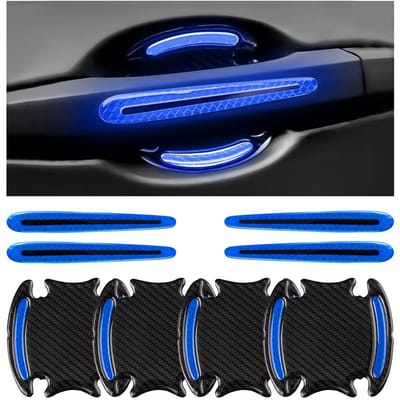 Allecto - Autodeurklinkstickers - Beschermfolie voor deurklinken - Blauw - Autodeurklinklakbescherming - Verfkrasbescherming voor auto