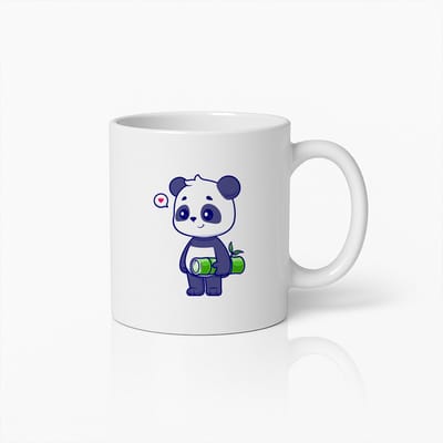 Schattige Panda met Bamboe Mok – Lief Dier Cartoon Ontwerp – Perfect Cadeau voor Panda Liefhebbers en Kinderen