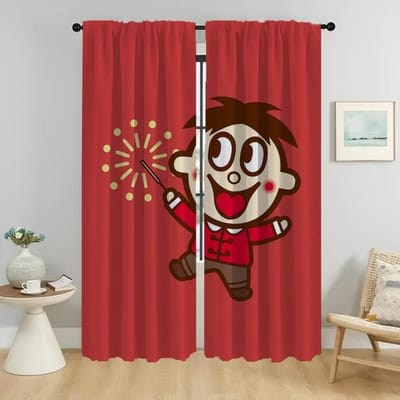Wangwang Verduisteringsgordijn voor Kamer 2 Paneel Gordijnen voor Slaapkamer Afscheiding Home Interieur Gordijnen Halloween Decoratie Shades W50xH70cmx2pcs-CL brown