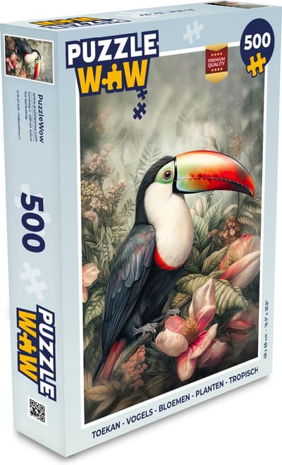 Puzzel Toekan - Vogels - Bloemen - Planten - Tropisch - Legpuzzel - Puzzel 500 stukjes