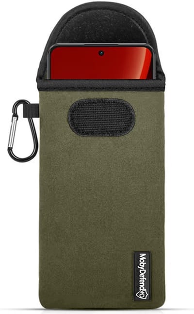MobyDefend Hoesje - Geschikt voor OnePlus Nord 3 - Neopreen Pouch Met Karabijnhaak - Insteek - Riemlus - Groen