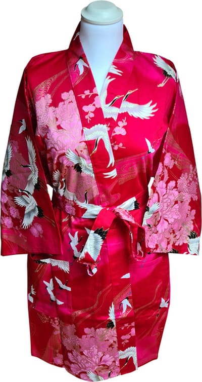 DongDong - Originele Japanse kimono kort - Katoen - Kraanvogel - L