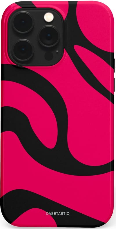 Casetastic hoesje geschikt voor Apple iPhone 14 Pro Max - MagSafe - Dubbellaagse bescherming - Zwart Roze Mamba Golven - Fashion Case - Roze Zwart