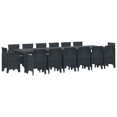vidaXL - Tuin - Eettafel - Set - 15 - st - Antraciet - Polt - riet