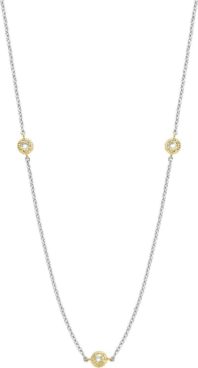 TI SENTO Dames Ketting - 925 zilver - Zirkonia met geel verguld - Maat 42 - 34035ZY