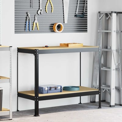 vidaXL - Werkbank - Zwart - 115 - x - 55 - x - 91 - cm - Samengesteld - Hout - en - Metaal