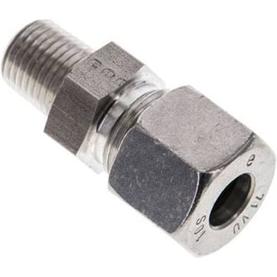 1/4'' NPT Buitendraad x 10S RVS Rechte Snijring Koppeling 630 Bar DIN 2353 - FL2S-MC-ST-014N-10-S