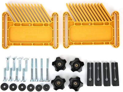Dubbele Set van Gele Tafelzaag Accessoires voor Houtbewerking met Veerboards en Router Fence