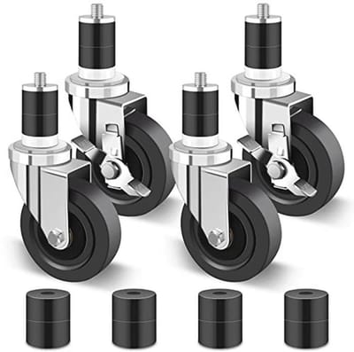 Heavy Duty 4 Inch Zwenkwielen met Expansiestam - 1200LB Capaciteit, Set van 4 voor Keuken en Werktafels