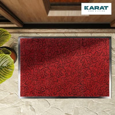 FLOORDIREKT Vuilvangmat Brasil - Wasbare & Hoogwaardige Deurmat - voor Binnen - Schoonloopmat met Antisliprug - Deurmat voor de Entree - Donkerrood - 90 x 150 cm