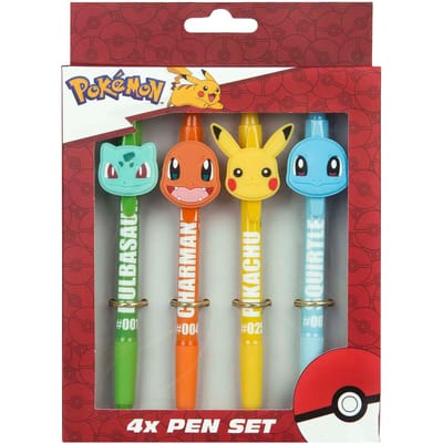 Pokémon Balpennen - set 4x stuks - multi kleuren - kantoor/school - uitdeelcadeautjes