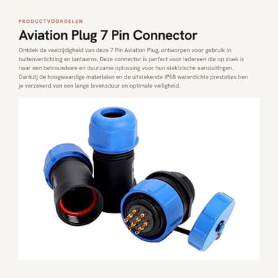 Dailygoods - Aviation Plug - 7 Pin Connector - IP68 Waterdicht - Hoogwaardige Connector - Vervangingsconnector - Geschikt voor Buitenverlichting
