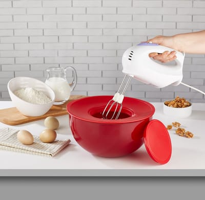 Tobeyz Mengkom 2-in-1 set - Met deksel en 1 rasp - Beslagkom - Rood - BPA-Vrij Kunststof