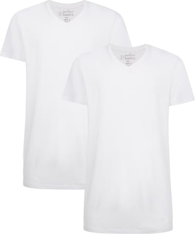 Comfortabel & Zijdezacht Bamboo Basics Long Fit T-Shirts Velo V-hals (2-pack) - Wit - XL