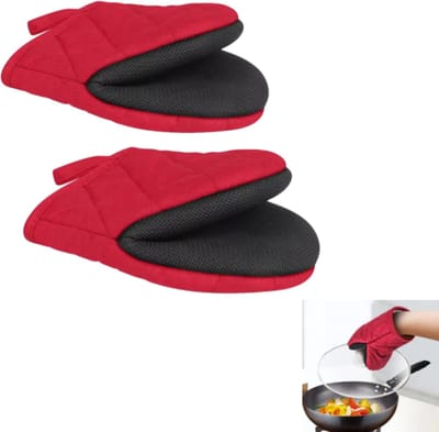 Ovenhandschoenen - Hittebestendige handschoenen - Bestand tegen hoge temperaturen - Kookhandschoenen - Verdikt - Bakhandschoenen - Geschikt voor ovens, magnetrons en braadpannen - Rood