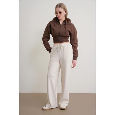 Hoge taille instap rechte broek met zakken