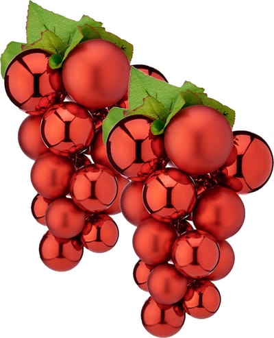 Krist+ Kerstornament druiventros - 2x stuks - rood - 28 cm - kunststof - kersthanger fruit - wijn thema - decoratie druiven