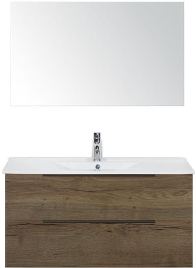 Seville Badmeubelset 100 cm - Tabacco Edge Greep - Wastafel Enjoy met Spiegel