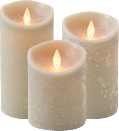 Set van 3x stuks Taupe bruine Led kaarsen met bewegende vlam - Sfeer stompkaarsen voor binnen