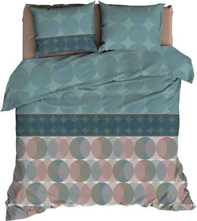 Satin d'Or Cercles Dekbedovertrek - Tweepersoons - 200x200/220 cm - Grijs/Mineral