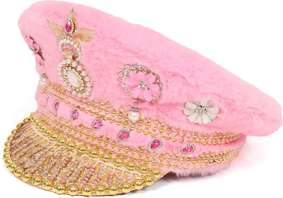 Pet Kapitein Roze Bont - Luxe Met Steentjes en Pailletten - Unisex - Volwassenen - One Size