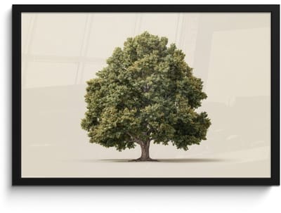 Poster in lijst - Fotolijst 60x40 cm - Posters - Eikenboom - Groen - Lichte achtergrond - Posterlijst zwart - Decoratie - Wanddecoratie woonkamer - Muurdecoratie slaapkamer