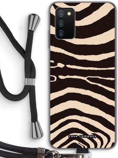 Case Company® - Hoesje met koord geschikt voor Samsung Galaxy A03S hoesje met Koord - Arizona Zebra - Telefoonhoesje met Zwart Koord - Bescherming aan alle Kanten en Over de Schermrand