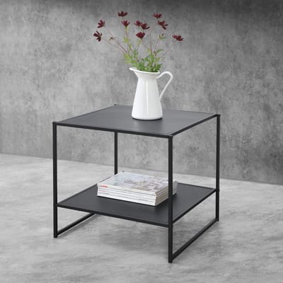 Industriële bijzettafel met onderblad - Zwart 51x53x51 cm