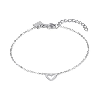 Twice As Nice Armband in zilver, open hartje 7 mm 16cm+3cm