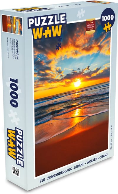 Puzzel Zee - Zonsondergang - Strand - Wolken - Oranje - Legpuzzel - Puzzel 1000 stukjes volwassenen