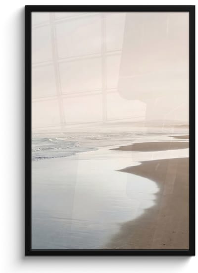 Poster in lijst - Fotolijst 60x90 cm - Posters - Kustlijn - Strand - Oceaan - Posterlijst zwart - Decoratie - Wanddecoratie woonkamer - Muurdecoratie slaapkamer