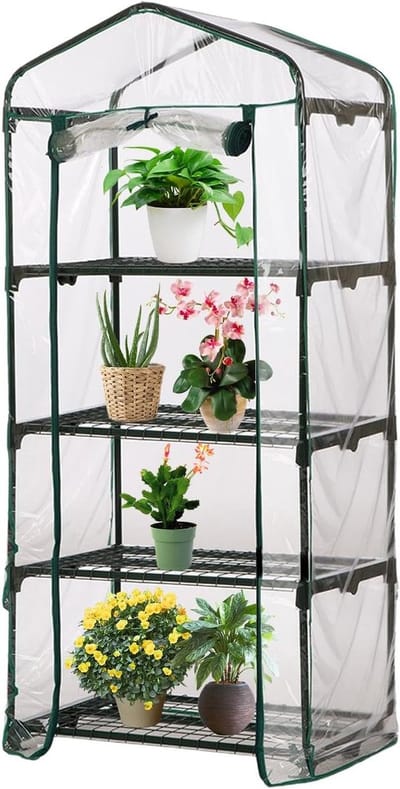 Kleine Broeikas - Plantenkas Kamerbroeikas - Planten Beschermen - Stalen Frame PVC Dekking - 69 x 49 x 125 cm