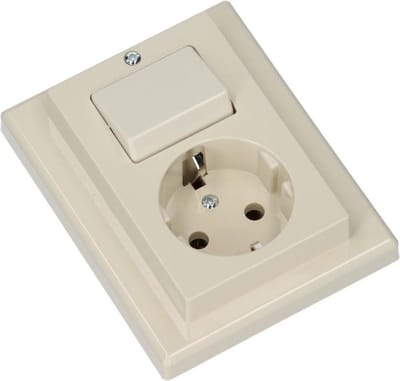 MERTEN schakelaarcombinatie | System M | wisselschakelaar + randaarde wandcontactdoos | inbouw | briljant wit |