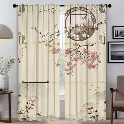 Gordijn in oude Chinese stijl voor kamer 2 panelen elegant kamergordijn tule voor slaapkamer Halloween decoratie scheidingswand W50xH70cmx2pcs-CL