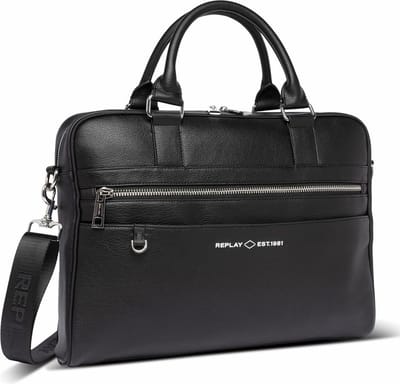 REPLAY Laptoptas Schoudertas met laptopvak Business Bag Black Zwart