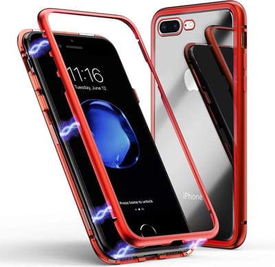 Hoesje voor iPhone 7 / 8 / SE 2020 / SE 2022 - Rood Magnetische hoes 360 bescherming Metaal voor / achter glasbestendig