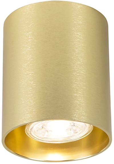 QAZQA tubo - Moderne Plafondspot | Spotje | Opbouwspot - 1 lichts - Ø 80 mm - Goud - Woonkamer | Slaapkamer | Keuken