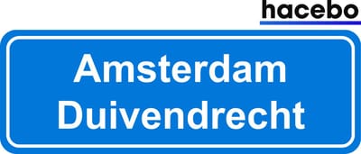 Hacebo - Plaatsnaam Sticker - 29x10 CM - Amsterdam Duivendrecht sticker - Verkeersborden sticker - grappige cadeaus - Amsterdam Duivendrecht